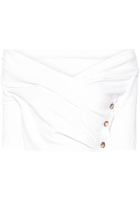 Top crop con spalle scoperte in bianco - donna